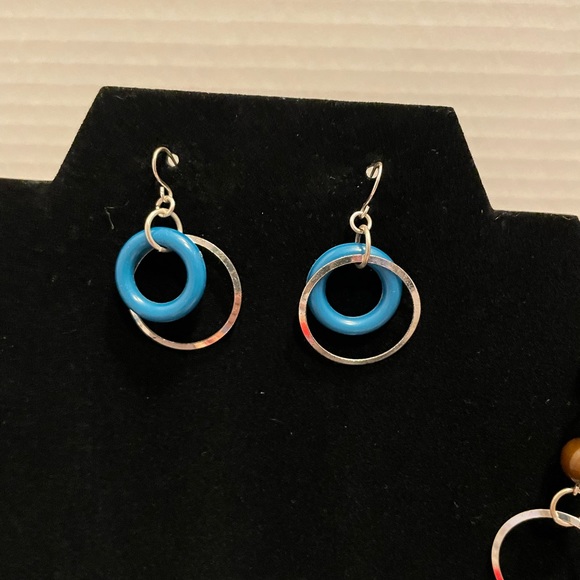 Vintage Retro Circle Rings & Beads Necklace Earrings Set - Picture 3 of 4